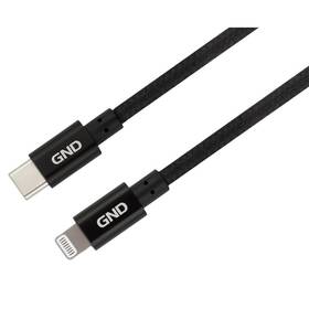 Kabel GND USB-C / Lightning, MFI, opletený, 1m černý

