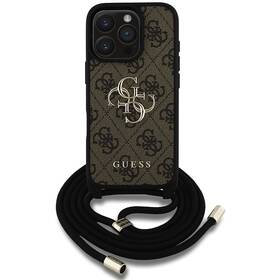Kryt na mobil Guess PU 4G Metal Logo Crossbody na Apple iPhone 16 Pro Max hnědá barva
