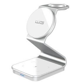 Bezdrátová nabíječka WG 3in1 FAST MAGNET, 15W+3W+3W bílá barva
