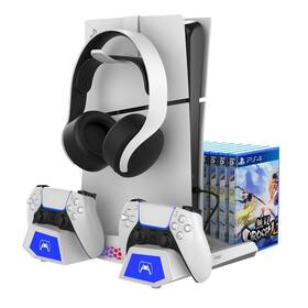 Dokovací stanice iPega P5S023 RGB s chlazením pro PS5/PS5 Slim bílá

