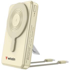 Powerbanka Verbatim magnetická, bezdrátová Charge 'n' Go C+C, displej, 10000 mAh zlatá


