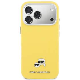 Kryt na mobil Karl Lagerfeld PU Karl and Choupette Heads Pins MagSafe na Apple iPhone 17 Pro žlutý

