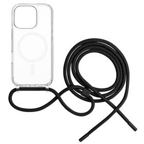 Kryt na mobil FIXED MagPure Neck s černou šňůrkou na krk na Apple iPhone 16 Pro Max průhledný

