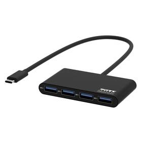 USB Hub PORT CONNECT USB-C, 4x USB 3.0 černý

