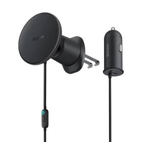 Držák na mobil Baseus do ventilační mřížky s nabíječkou USB-C 15W+25W černý

