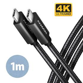 Kabel Axagon SPEED+ USB-C / USB-C, 1m, PD 100W, 4K HD, pletený černý

