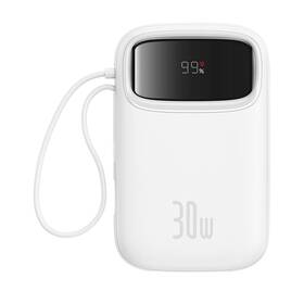 Powerbanka Baseus Qpow 10000mAh 30W s USB-C kabelem bílá

