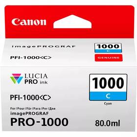 Inkoustová náplň Canon PFI-1000 C, 80 ml azurová


