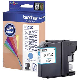 Inkoustová náplň Brother LC-223C, 550 stran azurová

