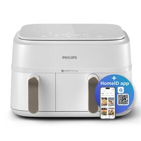 Fritéza horkovzdušná Philips Dual Basket 9 l, NA353/10 bílá barva
