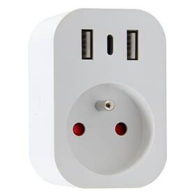Chytrá zásuvka IMMAX NEO LITE SMART, typ E, 2x USB, 1x USB-C, TUYA bílá

