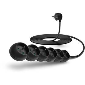 Kabel prodlužovací Connect IT 6x zásuvka, 5m černý

