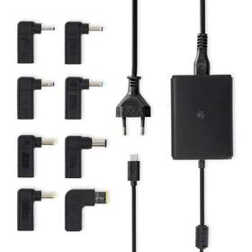 Napájecí adaptér Nedis GaN 100 W, univerzální, USB-C + 10 adaptérů černý

