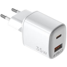Nabíječka do sítě Celly USB-C/USB-A, GaN, 35 W bílá


