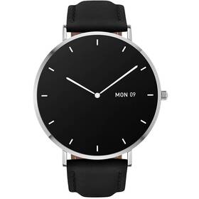 Chytré hodinky Garett Verona - stříbrné s černým koženým řemínkem (VERONA_SILVER_BLACK_LEATHER) - s kosmetickou vadou - 12 měsíců záruka