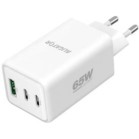 Nabíječka do sítě Aligator Power Delivery 65W, GaN, 1× USB-A + 2× USB-C bílá

