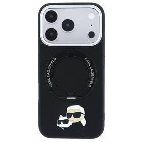 Kryt na mobil Karl Lagerfeld PU Grained K&CH Heads Ring Stand Magsafe na Apple iPhone 18 Pro Max černý

