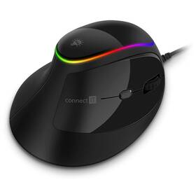 Myš Connect IT vertikální, ergonomická, herní černá

