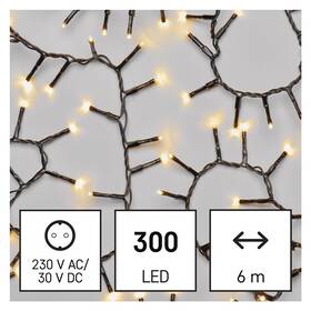 Vánoční osvětlení EMOS 300 LED řetěz - ježek, 6 m, venkovní i vnitřní, teplá bílá, časovač 

