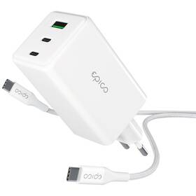 Nabíječka do sítě Epico UltraBoost GaN 100W 2xUSB-C/1xUSB-A + USB-C kabel 1,2m bílá

