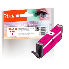 Inkoustová náplň Peach Canon CLI-551M, 365 stran purpurová

