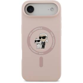 Kryt na mobil Karl Lagerfeld Liquid Silicone Karl and Choupette MagSafe na Apple iPhone Air růžová barva

