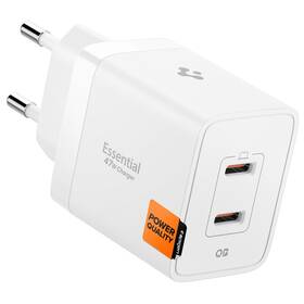 Nabíječka do sítě Spigen Essential 47W 2xUSB-C bílá

