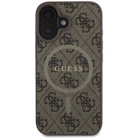 Kryt na mobil Guess PU Leather 4G Colored Ring MagSafe na Apple iPhone 16 hnědý

