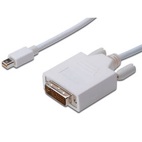 Kabel PremiumCord Mini DisplayPort / DVI, M/M, 2m bílý

