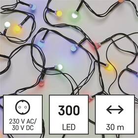 LED řetěz EMOS 300LED cherry řetěz - kuličky, 30 m, venkovní i vnitřní, multicolor, programy, časovač 

