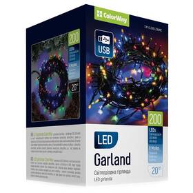 Vánoční osvětlení ColorWay vnitřní, 200 LED, USB, 20m, vícebarevné 


