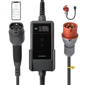 Cestovní nabíjecí stanice dé pro elektromobily 22 kW s 7m kabelem, verze s CZ aplikací černá

