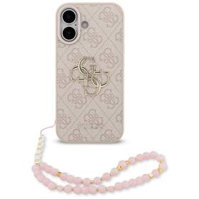 Kryt na mobil Guess PU 4G Metal Logo Strap na Apple iPhone 17 růžový

