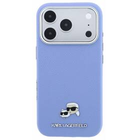 Kryt na mobil Karl Lagerfeld PU Grained Semi Wrap K&CH Heads Magsafe na Apple iPhone 18 Pro Max modrý

