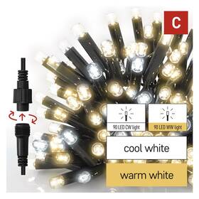 LED řetěz EMOS CHAIN 100LED, IP44, WW/CW FL (10m) černý

