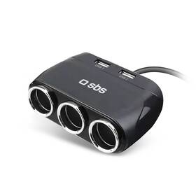  Adaptér do auta SBS rozdělovací, nabíjecí 3x zásuvka zapalovače cigaret/2x USB-A 12 W