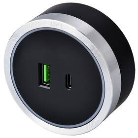 Zásuvkový modul Viking USB, USB-C černý/stříbrný

