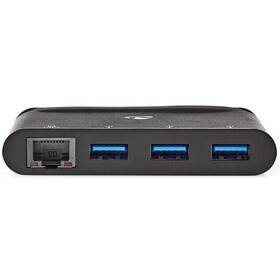 USB Hub Nedis 4v1 USB-C/1x RJ45, 3x USB-A 

