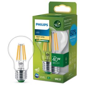 Žárovka LED Philips 40W, filament, A60, E27, teplá bílá 

