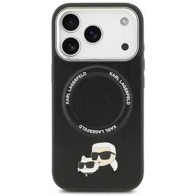 Kryt na mobil Karl Lagerfeld PU Karl and Choupette Heads Pins MagSafe na Apple iPhone 17 Pro Max černý

