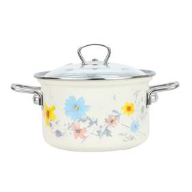 Hrnec s poklicí Belis 24 cm, 6,1 l, smalt krémový

