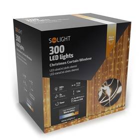 Vánoční osvětlení Solight závěs okenní, stříbrný, 300x mini LED, časovač, 8 funkcí, USB 


