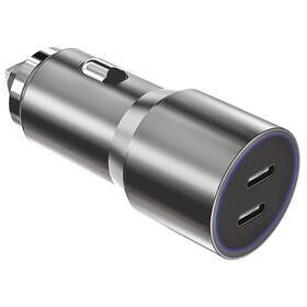 Adaptér do auta WG 2x USB-C PD 60W stříbrný

