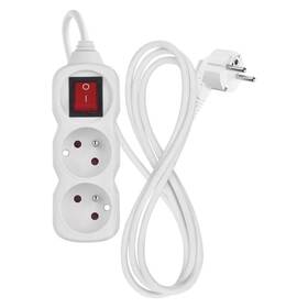 Kabel prodlužovací EMOS 2 x zásuvka, vypínač, 1,4m bílý

