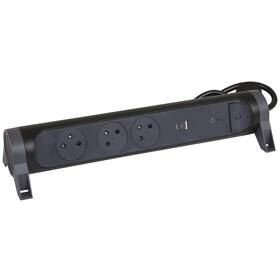 Přepěťová ochrana Legrand 3x zásuvka, USB, USB-C, 1,5m černá

