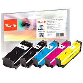 Inkoustová náplň Peach Epson 33, T3337, MultiPack, 1x 7,6, 4x 6,2 ml - CMYK 
