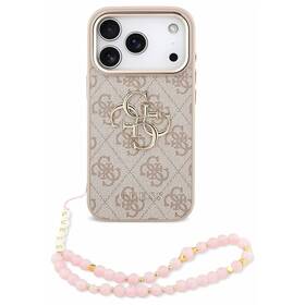 Kryt na mobil Guess PU 4G Metal Logo Strap na Apple iPhone 18 Pro růžový

