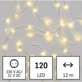 Vánoční osvětlení EMOS 120 LED drop řetěz, 12 m, venkovní i vnitřní, teplá bílá, časovač 

