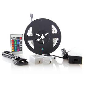 LED pásek Solight RGB, 3m, sada s 12V adaptérem a dálk. ovladačem, 7,2W/m, IP20 


