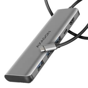 USB Hub Axagon HMC-5H USB-C 5Gbps 5in1 hub stříbrný

